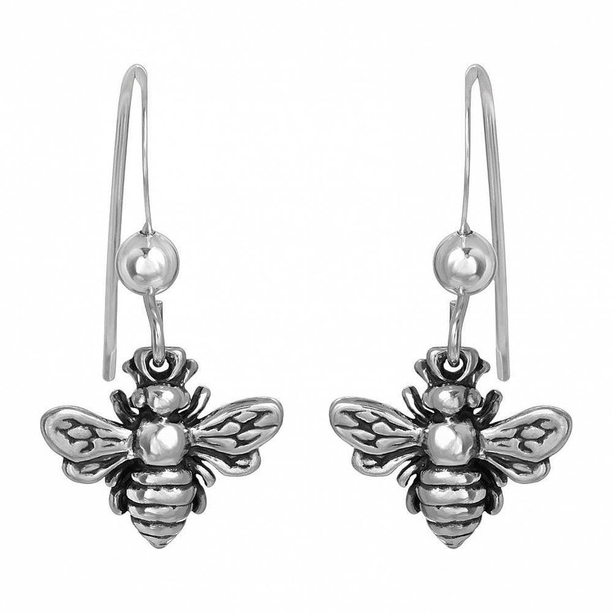 Sterling Silver Bumble Bee Earrings - Oxidized