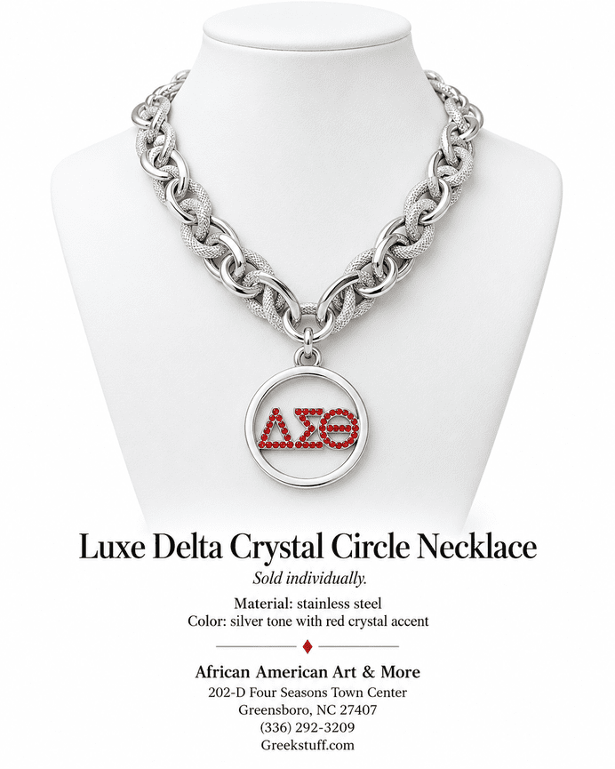 Luxe Delta Crystal Circle Necklace (Silver)